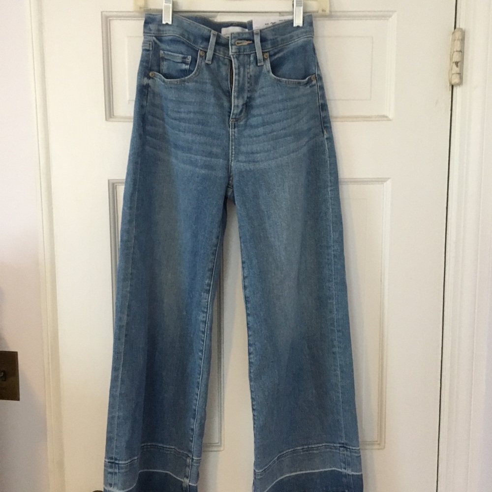 Brand new high waist denim wide leg crops